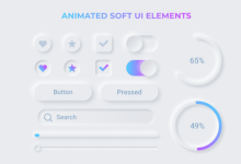 AE预设-柔和简洁大方UI界面按钮图形动画 Neumorphism Preset + Soft UI Elements